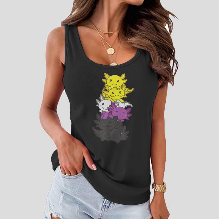 Nonbinary Flag Non Binary Pride Lgbtq Axolotl Women Flowy Tank