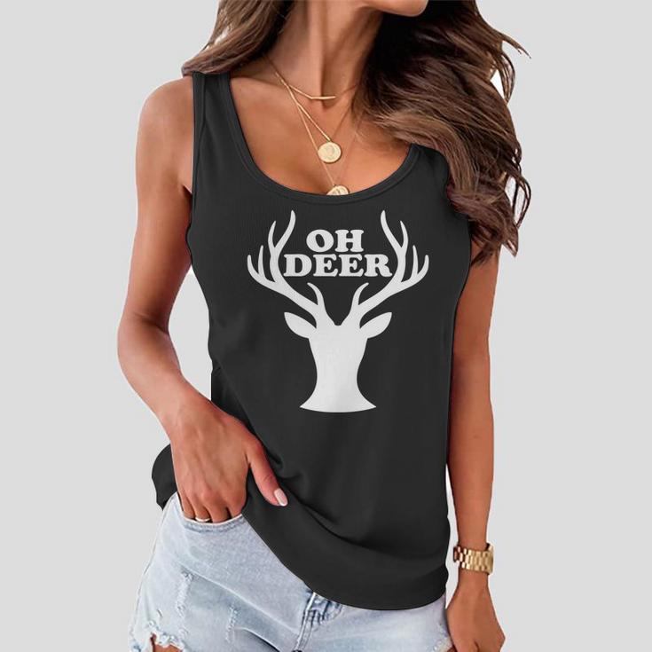 Oh Deer Funny Christmas Tshirt Women Flowy Tank