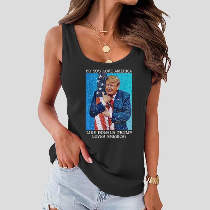 Patriotic Trump Hugging Flag Pro Trump Republican Gifts Women Flowy Tank