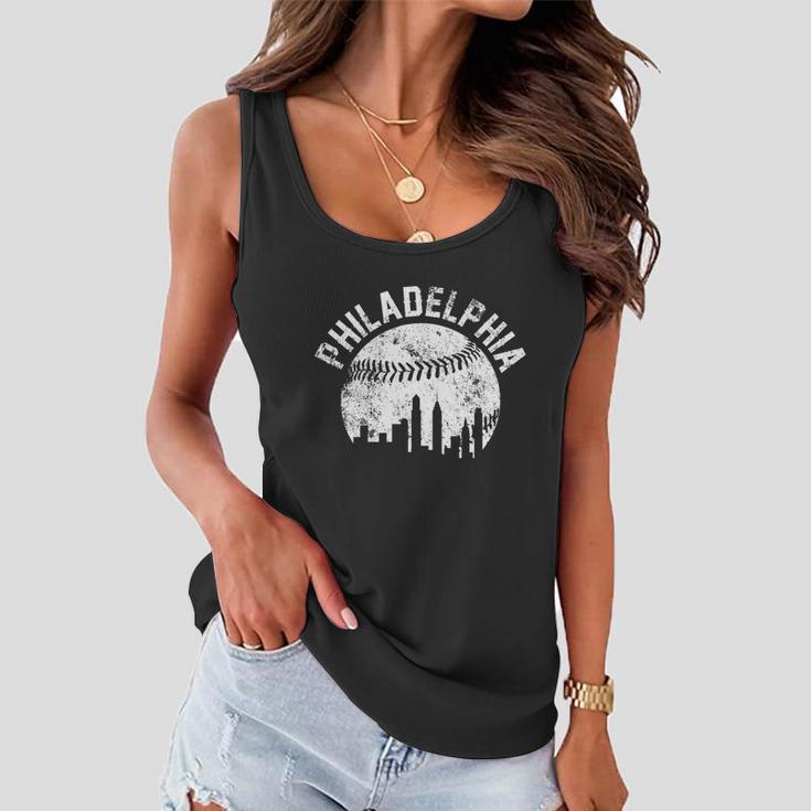 Philadelphia Baseball City Skyline Vintage Tshirt Women Flowy Tank