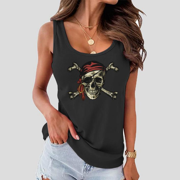 Pirate Skull Crossbones Tshirt Women Flowy Tank