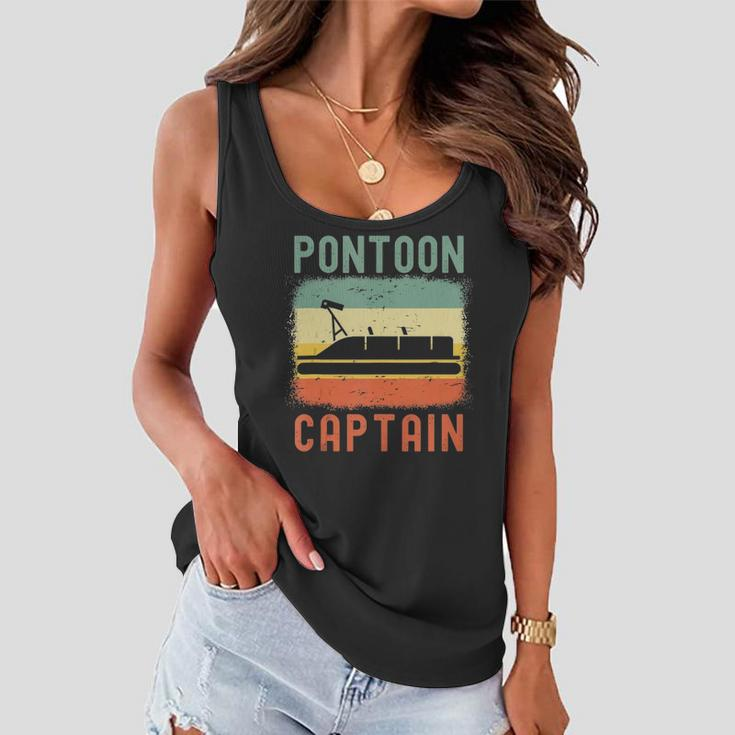 Pontoon Captain Retro Vintage Funny Boat Lake Outfit Women Flowy Tank