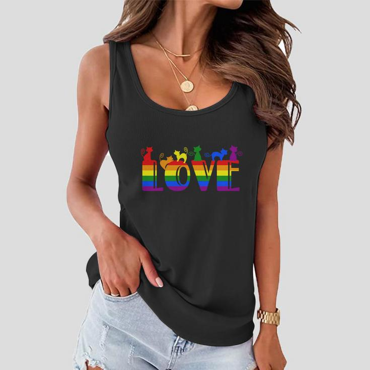 Pride Month Love Lgbt Pride Cats Rainbow Women Flowy Tank