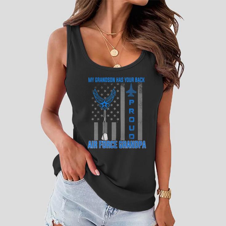 Proud Air Force Grandpa My Grandson Has Your Back Women Flowy Tank