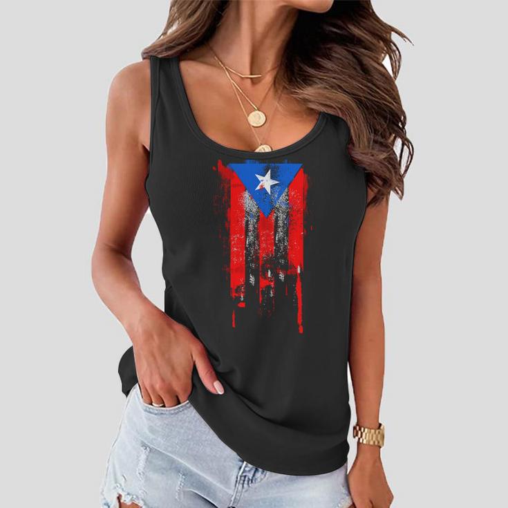 Puerto Rico Flag Drip Women Flowy Tank