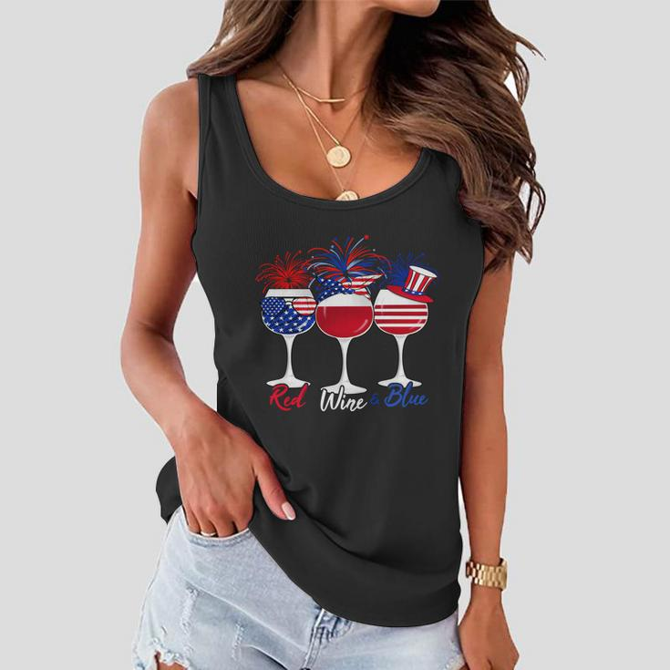 Red Wine Blue 4Th Of July Wine Red White Blue Wine Glasses V5 Women Flowy Tank