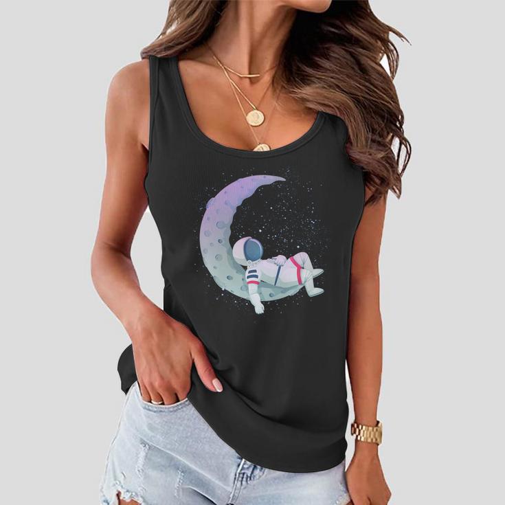 Relaxing Astronaut On The Moon Women Flowy Tank