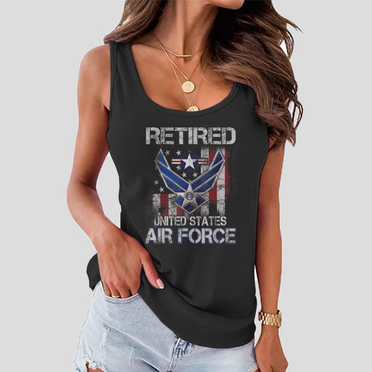 Retired Us Air Force Veteran Usaf Veteran Flag Vintage V2 Women Flowy Tank