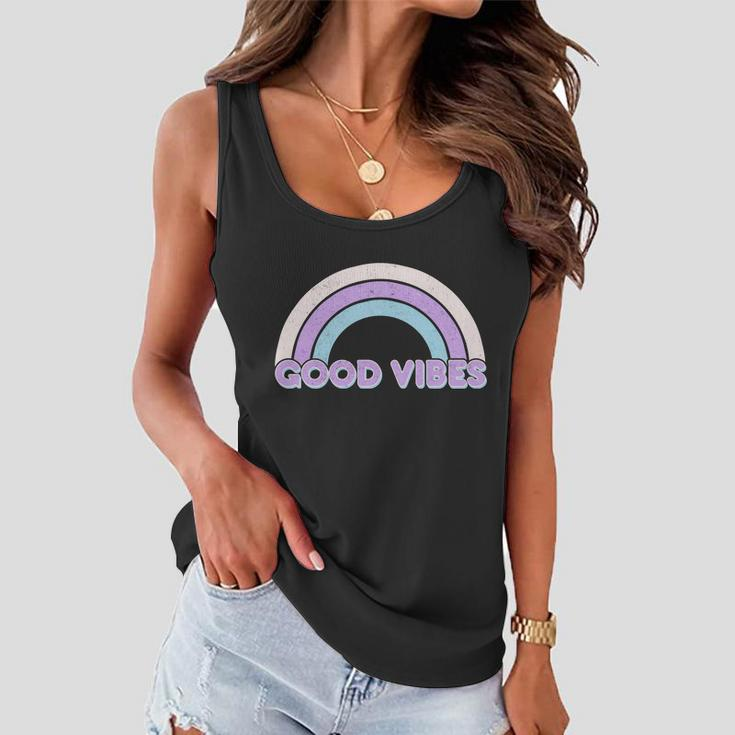 Retro Good Vibes Rainbow Women Flowy Tank