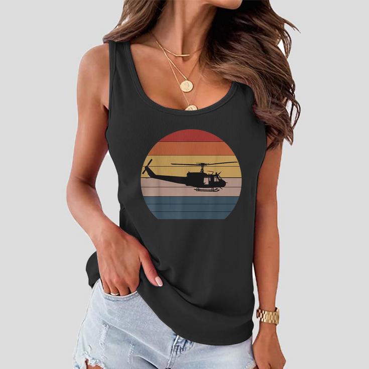 Retro Huey Veteran Helicopter Vintage Air Force Gift V2 Women Flowy Tank