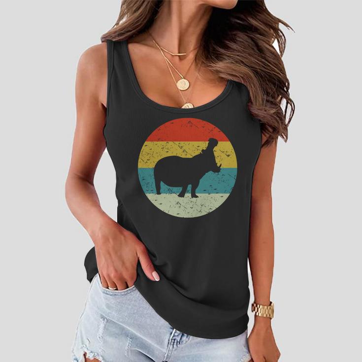 Retro Vintage Hippopotamus V2 Women Flowy Tank