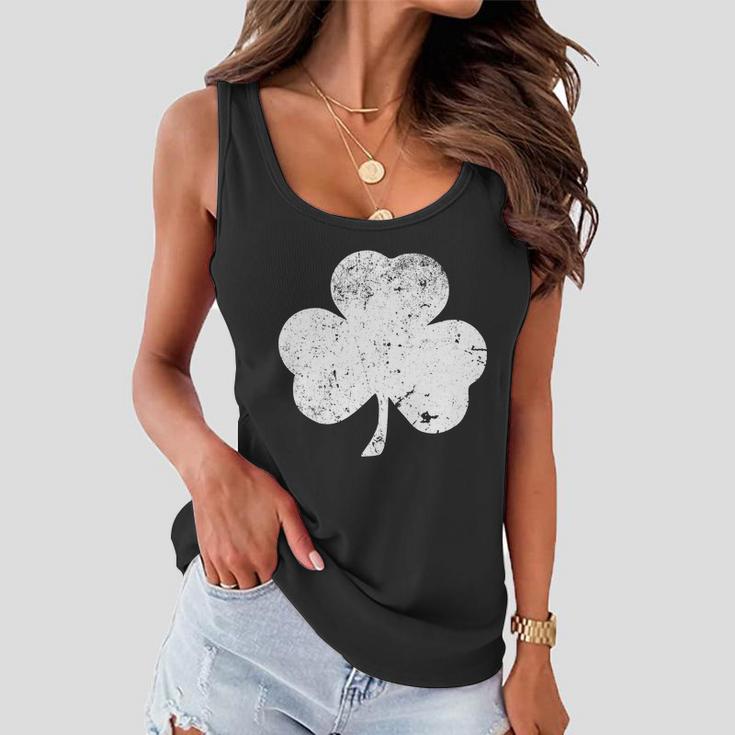 Retro Vintage Irish Distressed Shamrock St Patricks Day Women Flowy Tank