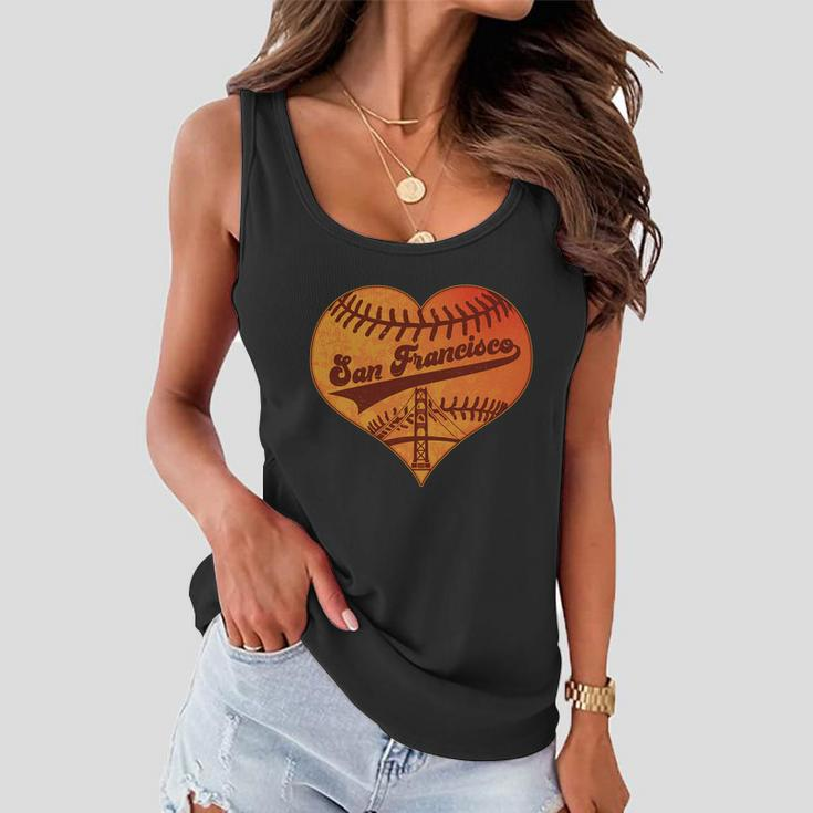 Retro Vintage San Francisco Baseball Heart Women Flowy Tank
