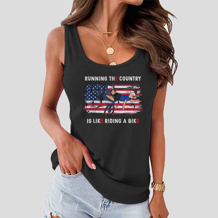 Running The Coutry Is Like Riding A Bike Joe Biden Funny Vintage Women Flowy Tank