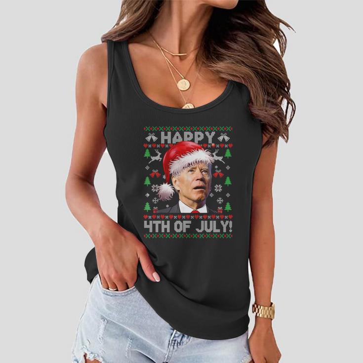 Santa Joe Biden Happy 4Th Of July Ugly Christmas Sweater Women Flowy Tank