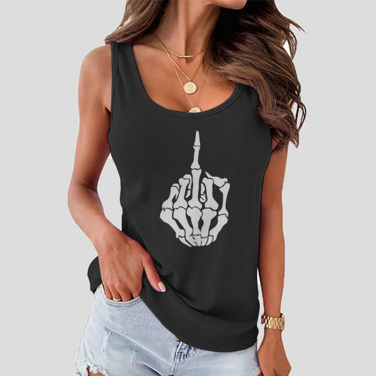 Skull Skeleton Middle Finger Top Mad Angry Rude Guy Funny Gift Scary Tshirt Women Flowy Tank