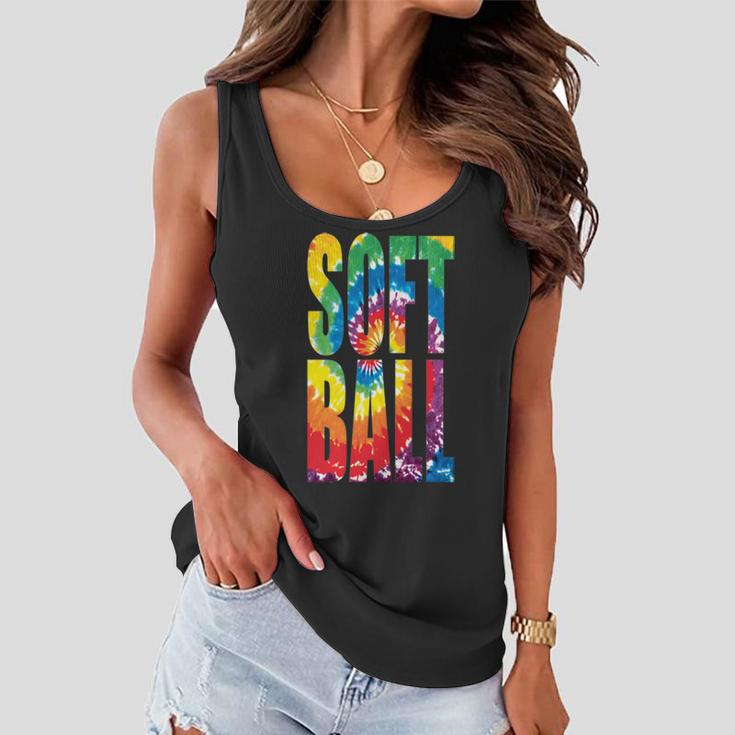 Softball Retro Tie Dye Women Flowy Tank