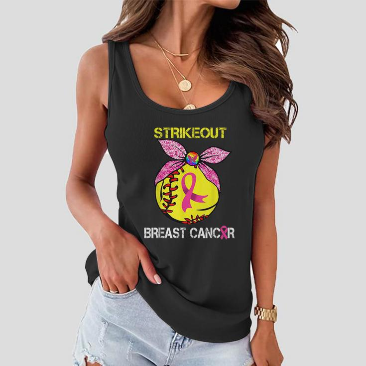 Strike Out Breast Cancer Awareness Softball Fighters Women Flowy Tank