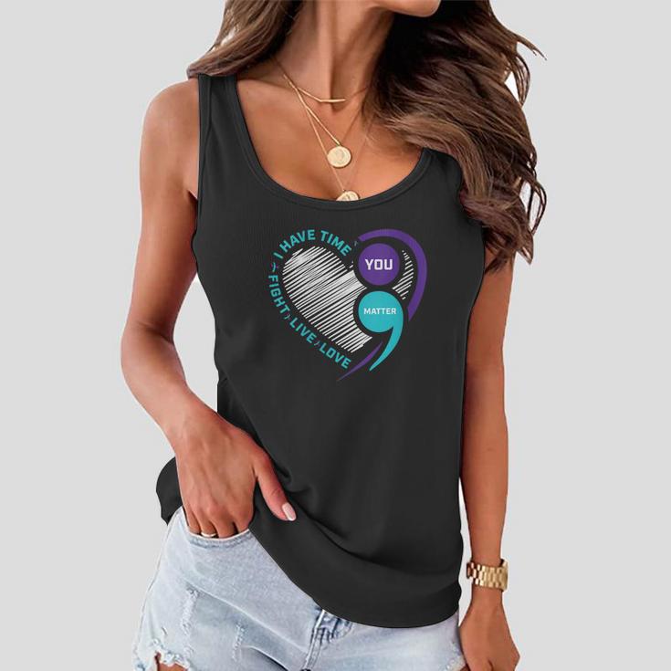 Suicide Awareness Prevention Heart Semi Colon You Matter Tshirt Women Flowy Tank