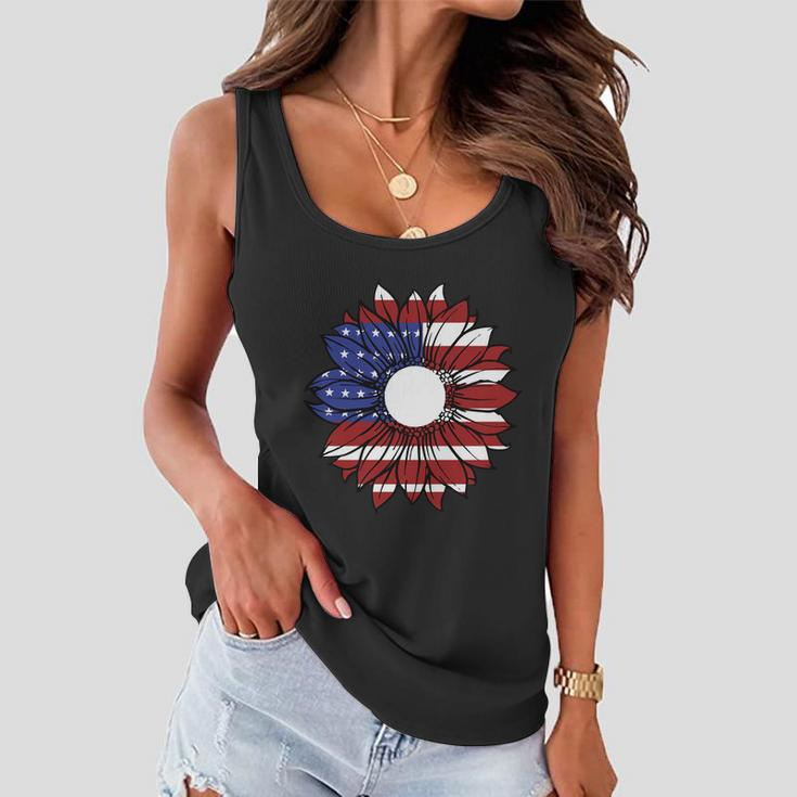 Sunflower American Flag 4Th Of July Independence Day Patriotic Women Flowy Tank
