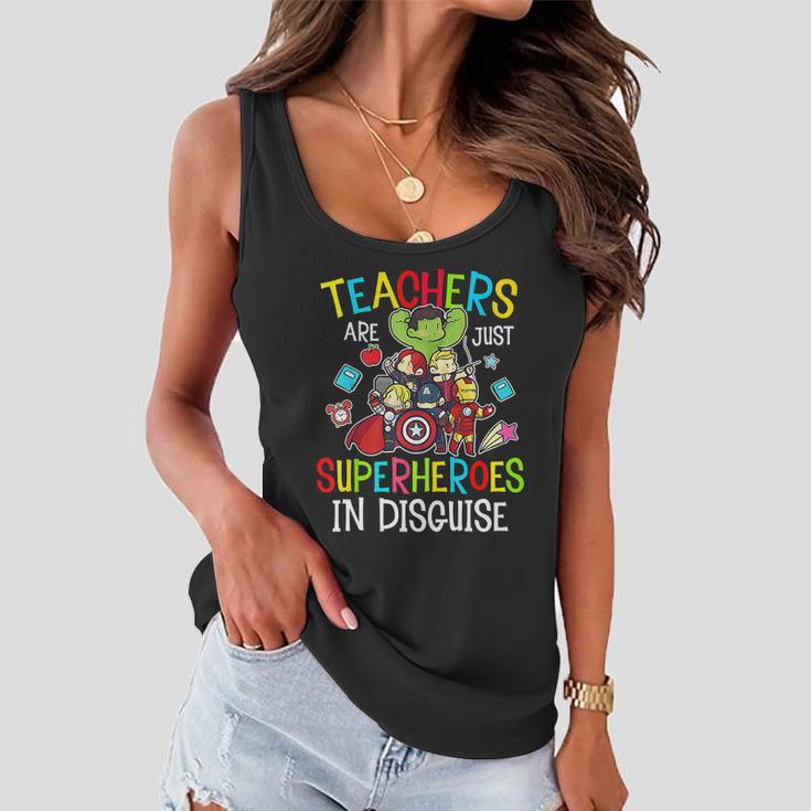 Teachers Are Superheroes Funny Back To School Teacher Gifts Women Flowy Tank