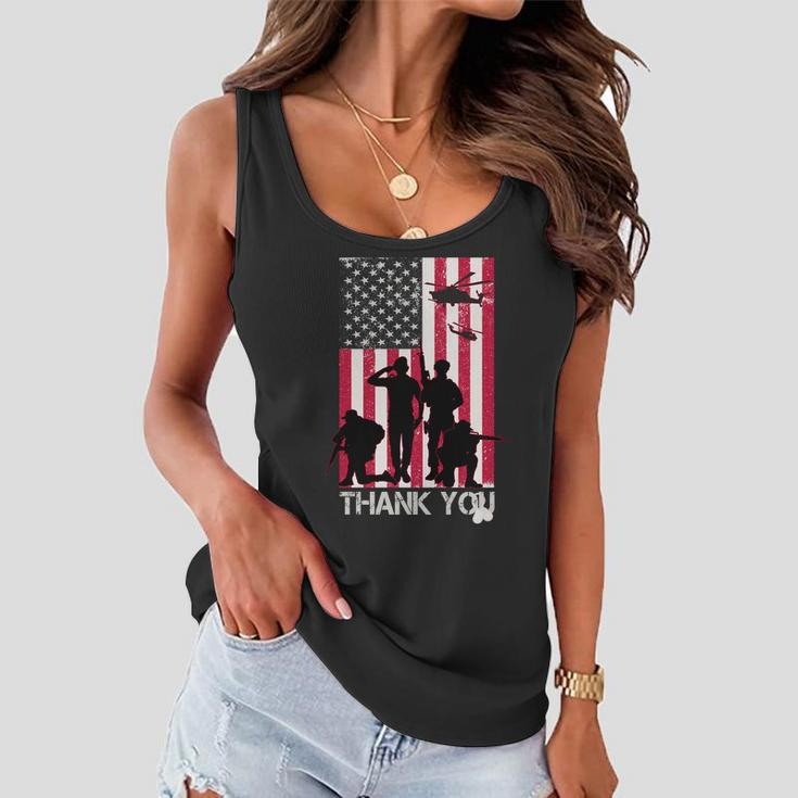Thank You Memorial Day Soldiers Usa Flag Women Flowy Tank