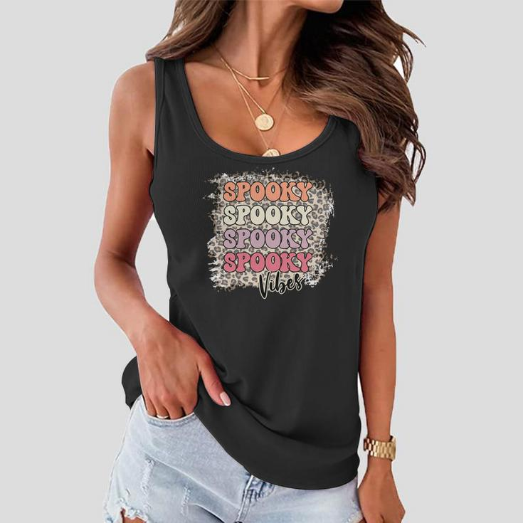 Thick Thights And Spooky Vibes Happy Halloween Retro Style Women Flowy Tank