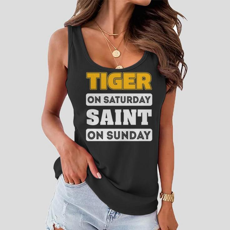 Tiger Saturday Saint Sunday Louisiana FootballS Women Flowy Tank