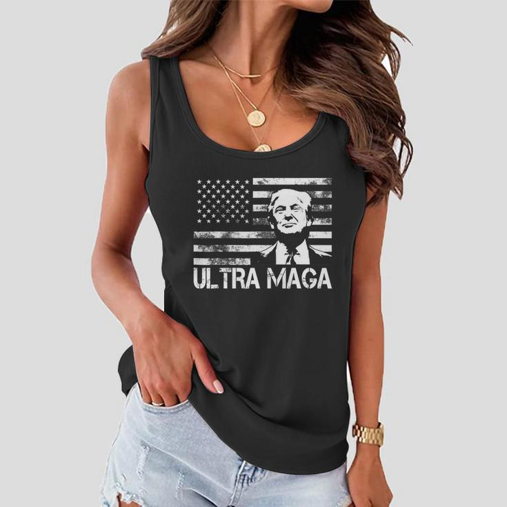 Trendy Ultra Maga Pro Trump American Flag 4Th Of July Retro Funny Gift Women Flowy Tank