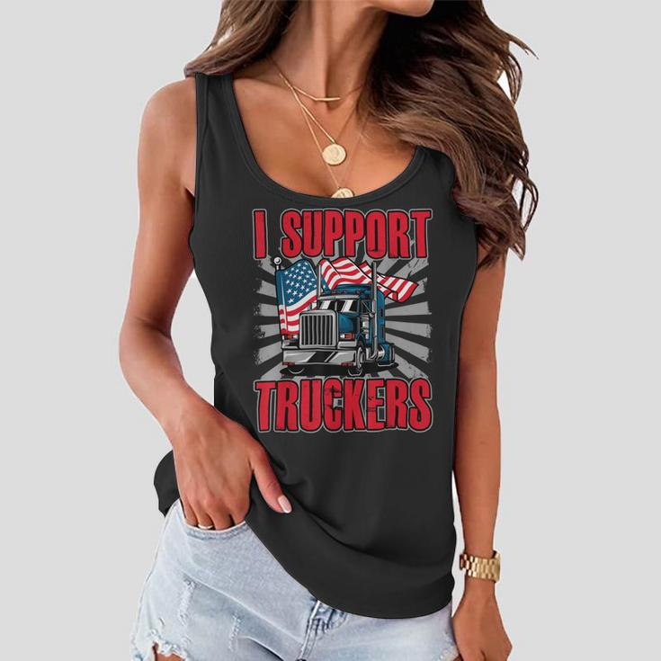 Trucker Trucker Support I Support Truckers Freedom Convoy Women Flowy Tank