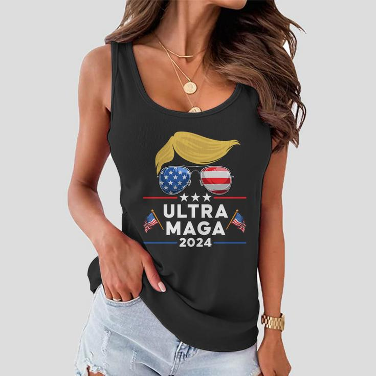Ultra Maga Maga King Donald Trump American Flag Tshirt Women Flowy Tank