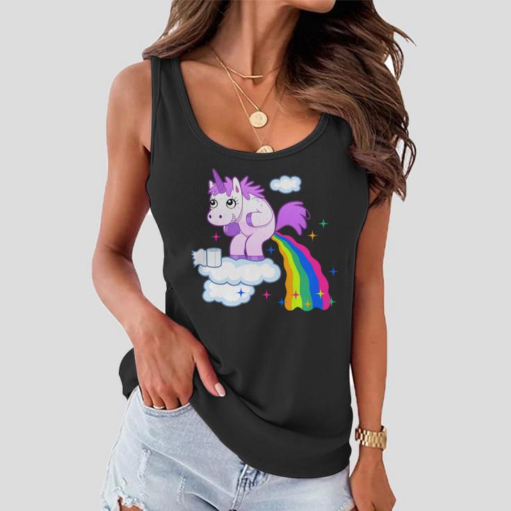 Unicorn Pooping A Rainbow Tshirt Women Flowy Tank