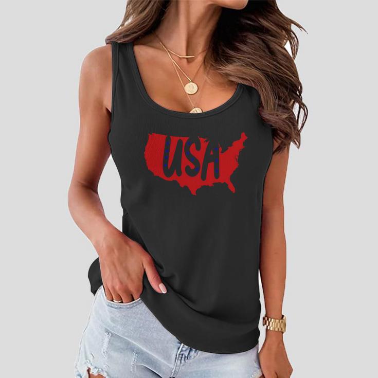 Usa Map Patriotic Celebrate 4Th Of July Women Flowy Tank