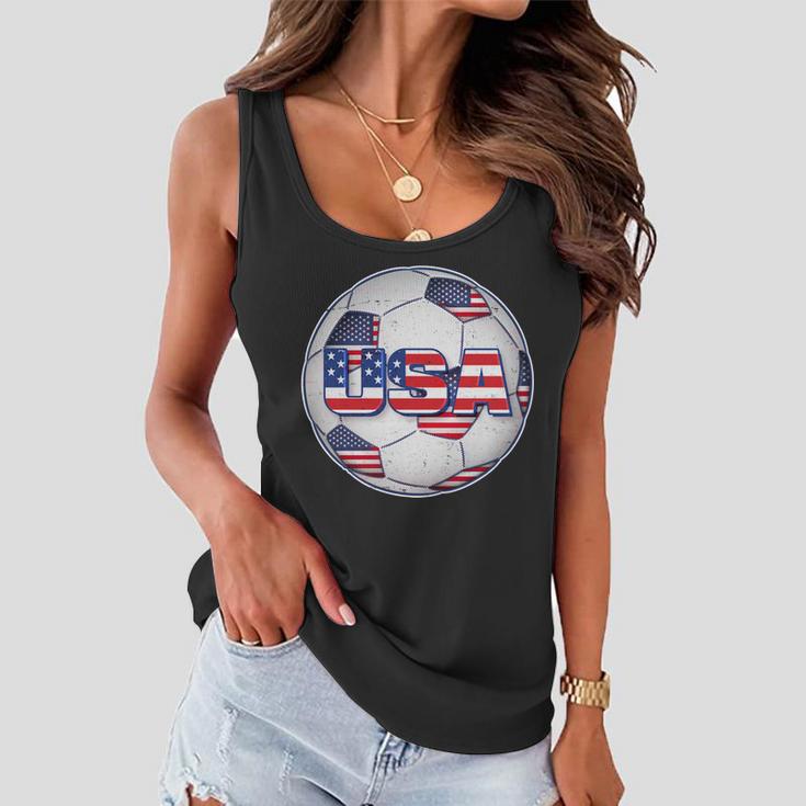 Usa Soccer Team Ball Women Flowy Tank