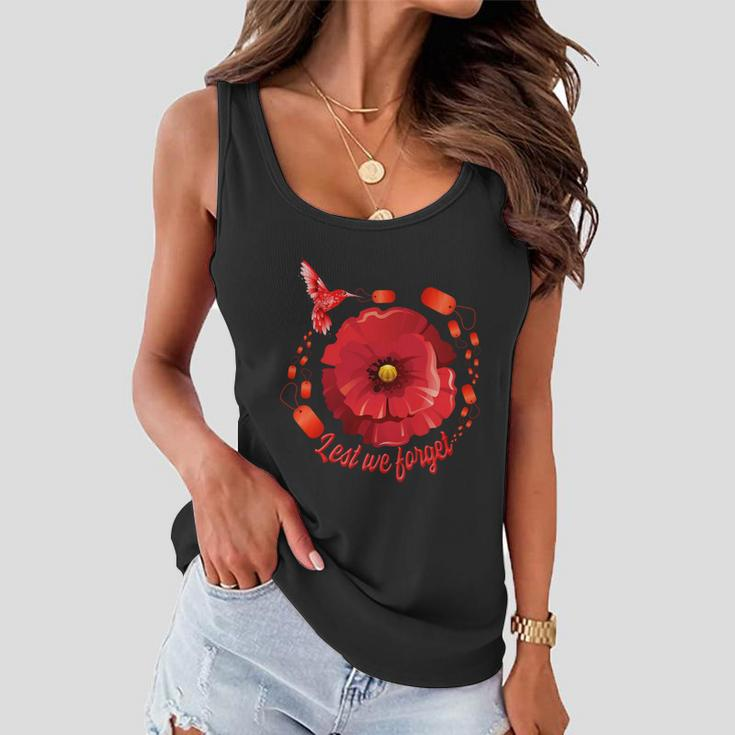 Veterans Day Lest We Forget Red Poppy Flower Usa Memorial Cool Gift Women Flowy Tank