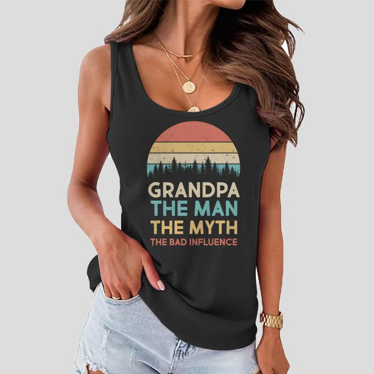 Vintage Grandpa Man Myth The Bad Influence Women Flowy Tank