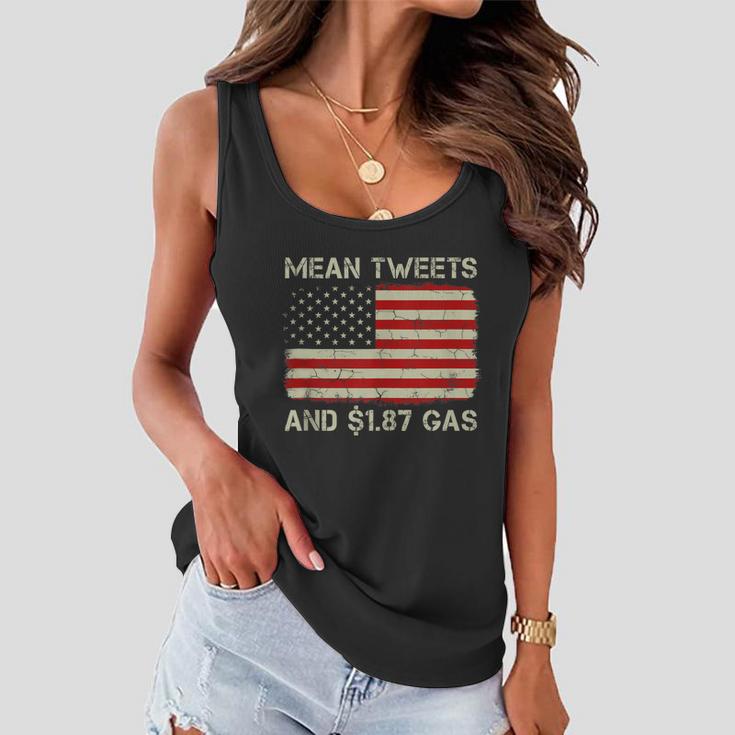 Vintage Old American Flag Mean Tweets And 187 Gas Women Flowy Tank