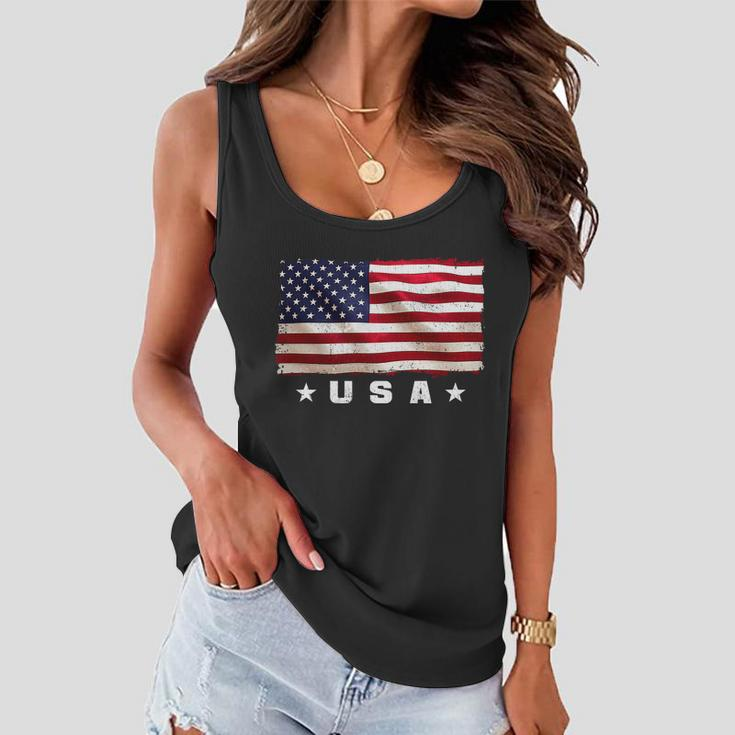 Vintage Worn Usa Flag Tshirt Women Flowy Tank