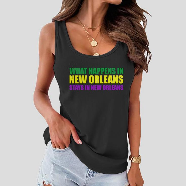 What Happens In New Orleans Stays In New Orleans Mardi Gras T-Shirt Graphic Design Printed Casual Daily Basic Women Flowy Tank