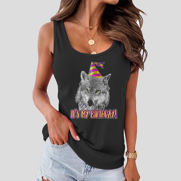 Wolf Birthday Themed Party Wolves Theme Girl Wolf Lover V2 Women Flowy Tank