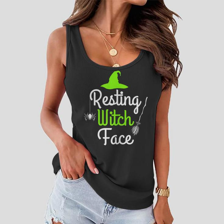 Womens Resting Witch Face Halloween Fall Funny Trick Or Treat Sassy Women Flowy Tank