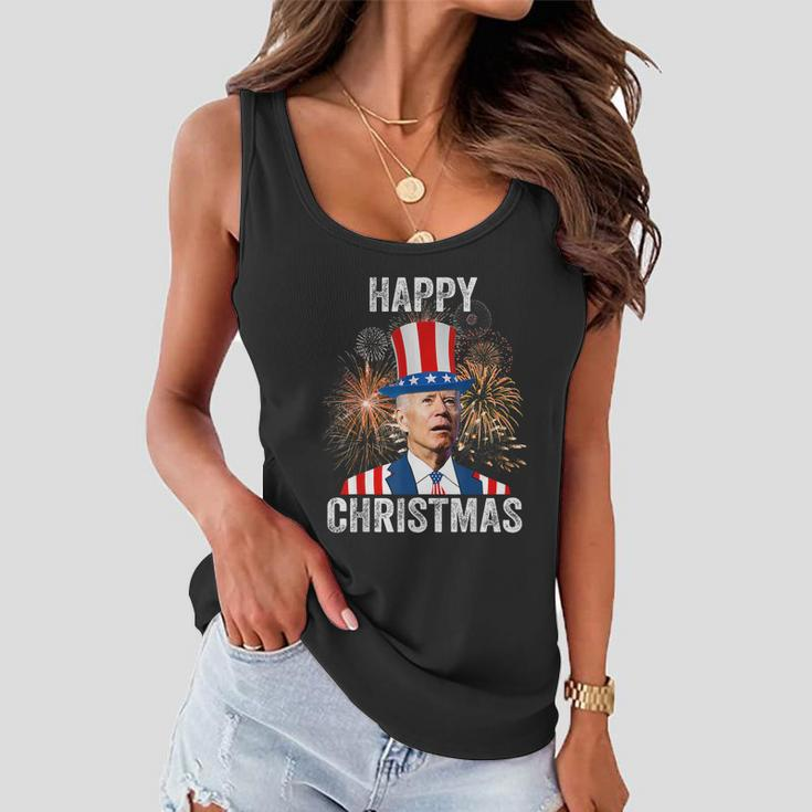 Xmas Merry Christmas Funny Happy 4Th Of July Anti Joe Biden Women Flowy Tank
