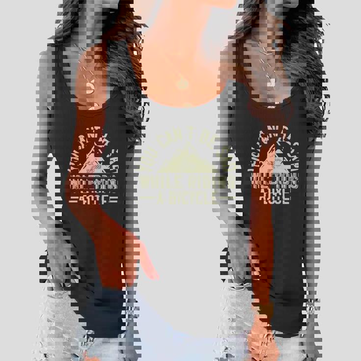 You Cant Be Sad While Riding A Bicycle Mtb Mountain Bike Quote Women Flowy Tank