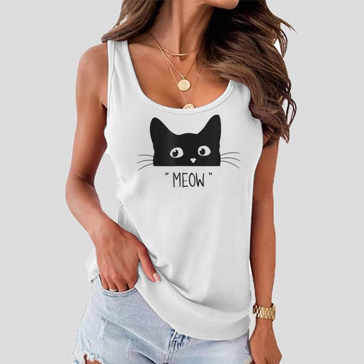 Black Cat Meow Cat  Meow Kitty Funny Cats Kitty  Women Flowy Tank