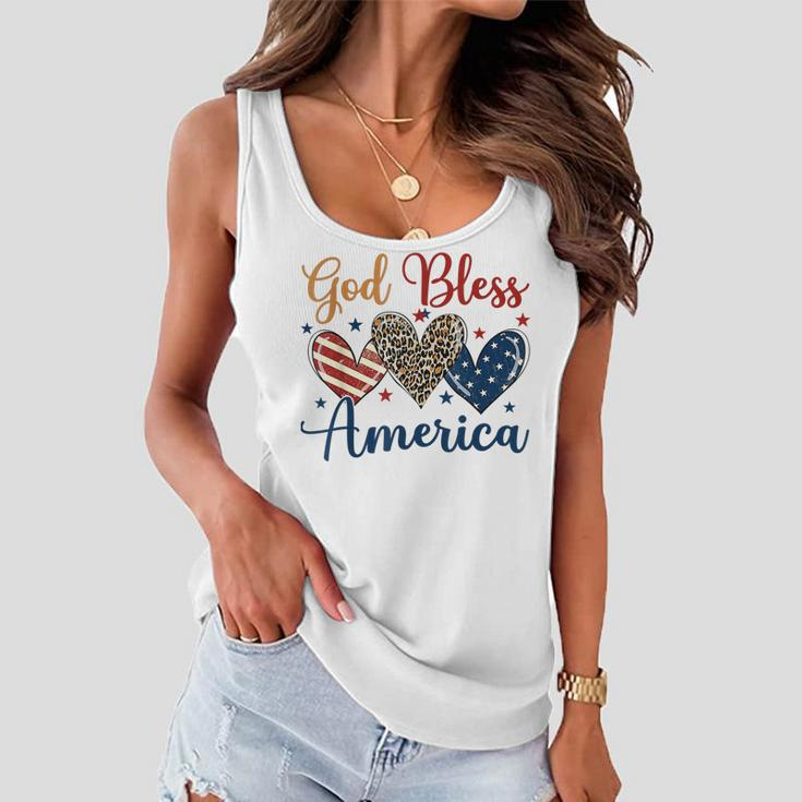 God Bless America Patriotic 4Th Of July American Christians Women Flowy Tank