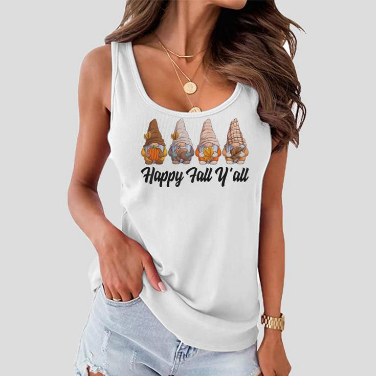 Happy Fall Yall Gnome Pumpkin Funny Autumn Gnomes Women Flowy Tank