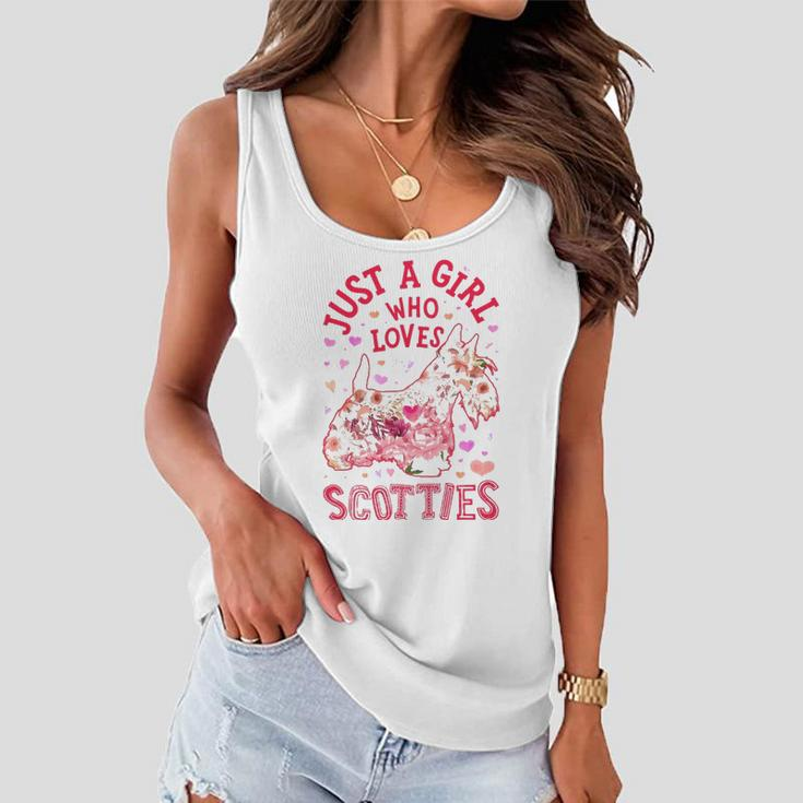 Scottie Scottish Terrier Just A Girl Who Loves Dog Flower Women Flowy Tank