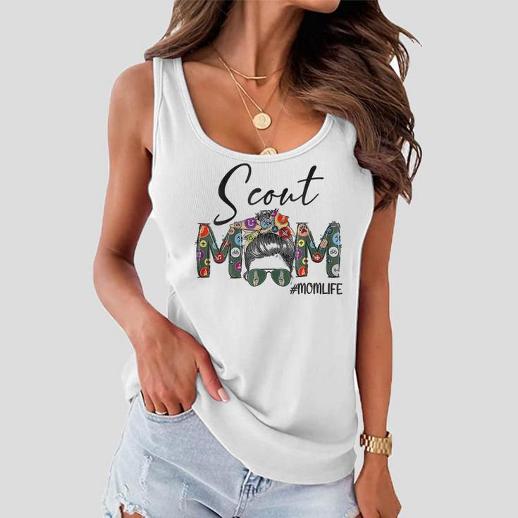 Womens Mothers Day Womens Scouting Scout Mom Life Messy Bun Hair Women Flowy Tank