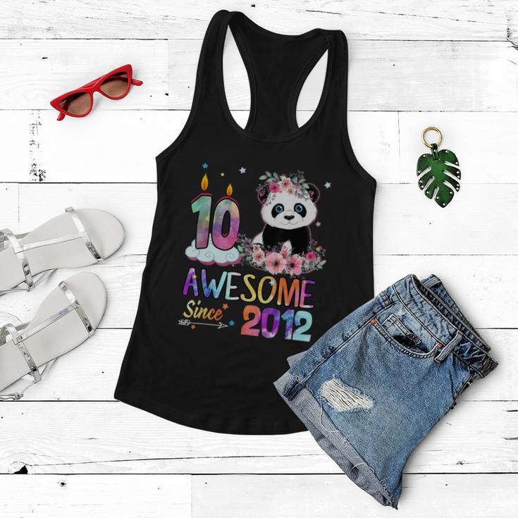 10 Years Old Awesome Since 2012 10Th Birthday Panda Unicorn Women Flowy Tank