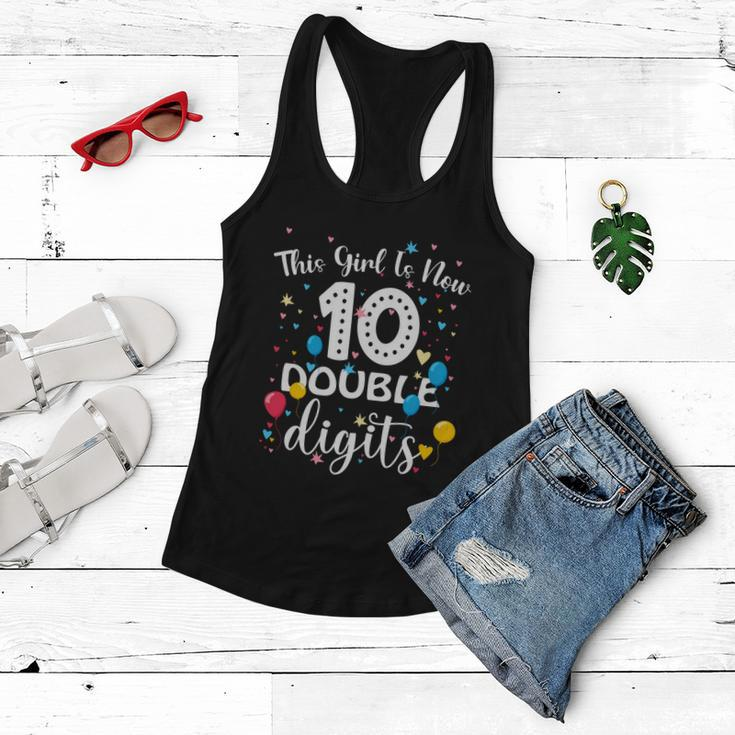 10Th Birthday Funny Gift Funny Gift This Girl Is Now 10 Double Digits Gift Women Flowy Tank